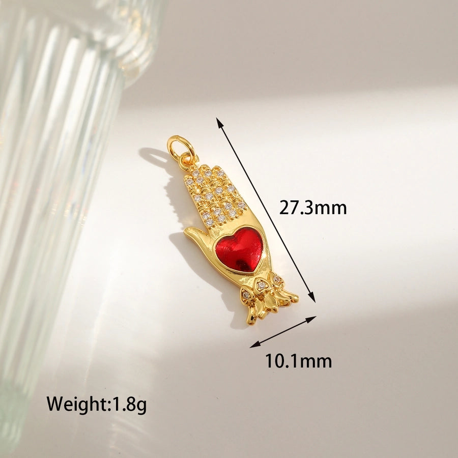 1 Piece 25.3*30.3MM Hole 3~3.9mm Copper 18K Gold Plated Heart Shape Pendant Jewelry Accessories