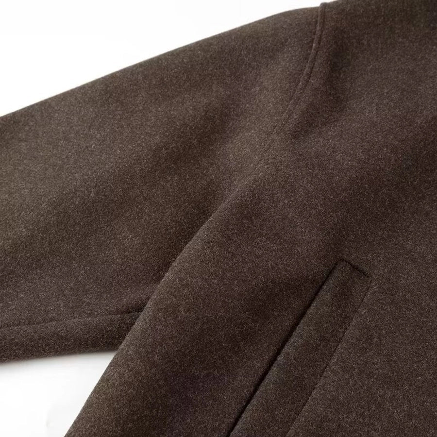 Women's Preppy Style Solid Color Single Breasted Coat Woolen Coat