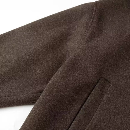 Women's Preppy Style Solid Color Single Breasted Coat Woolen Coat