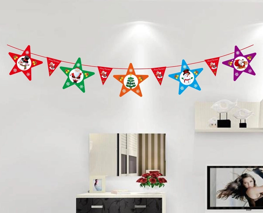 Christmas Paper Flag Christmas Window Hotel Scene Decoration Flag  Santa Claus Flag