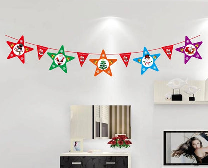 Christmas Paper Flag Christmas Window Hotel Scene Decoration Flag  Santa Claus Flag
