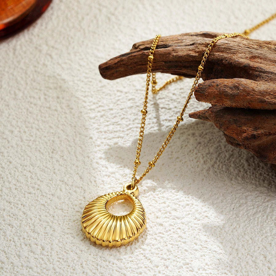 Jewelry Casual Solid Color Oval 304 Stainless Steel Pendant Necklace