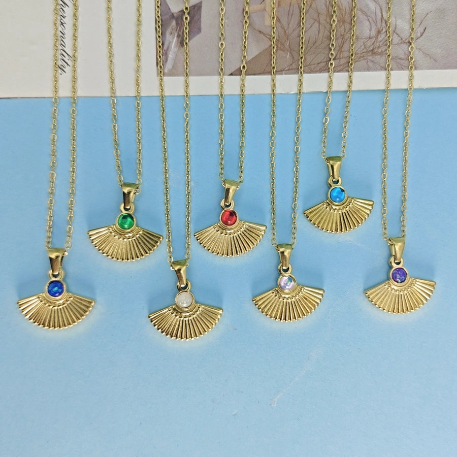 Jewelry Vintage Style Simple Style Sector 304 Stainless Steel Pendant Necklace