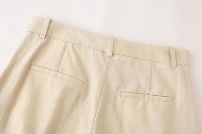 Business Women's British Style Solid Color Polyester Button Pants Sets Pants Sets