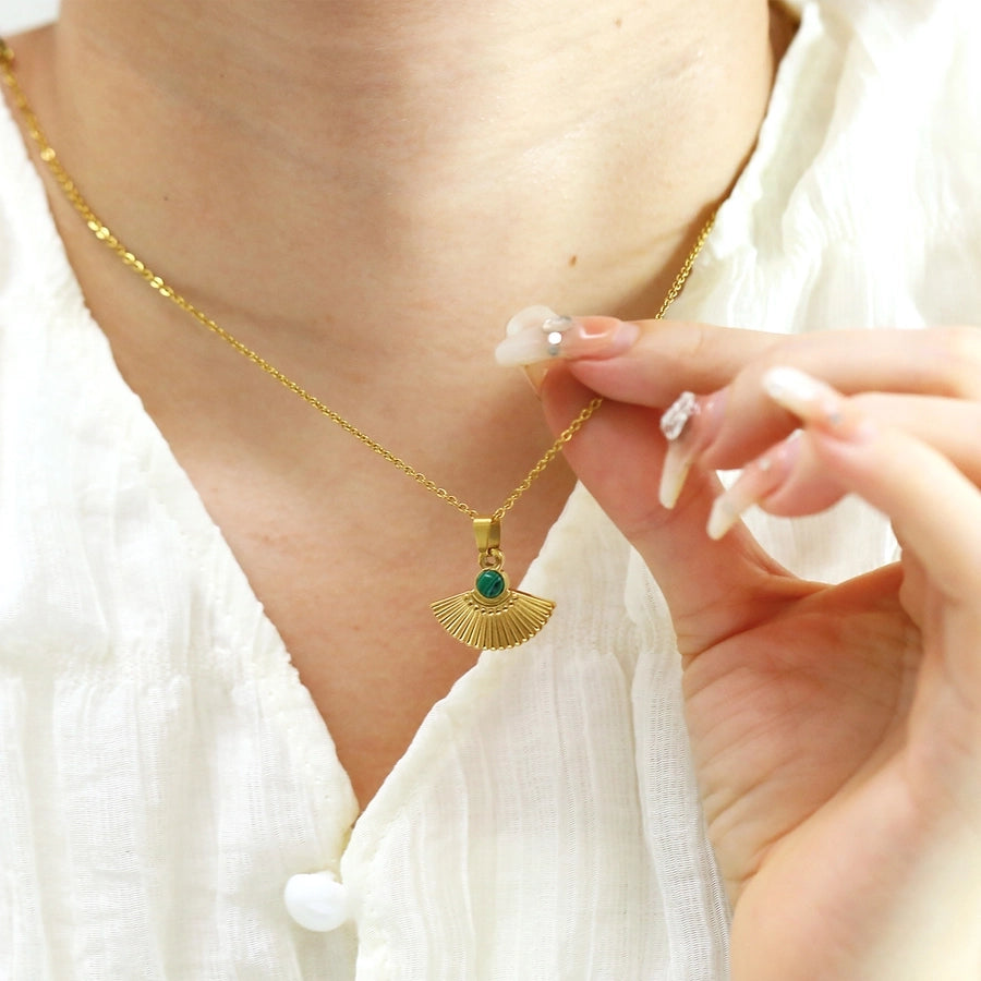 Jewelry Vintage Style Simple Style Sector 304 Stainless Steel Pendant Necklace