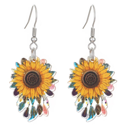1 Pair Lady Pastoral Flower Arylic Drop Earrings