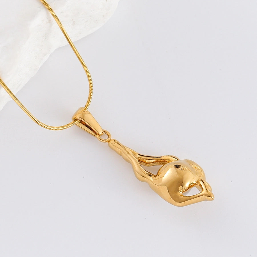 Jewelry Casual Elegant Classic Style Oval Water Droplets 304 Stainless Steel Pendant Necklace