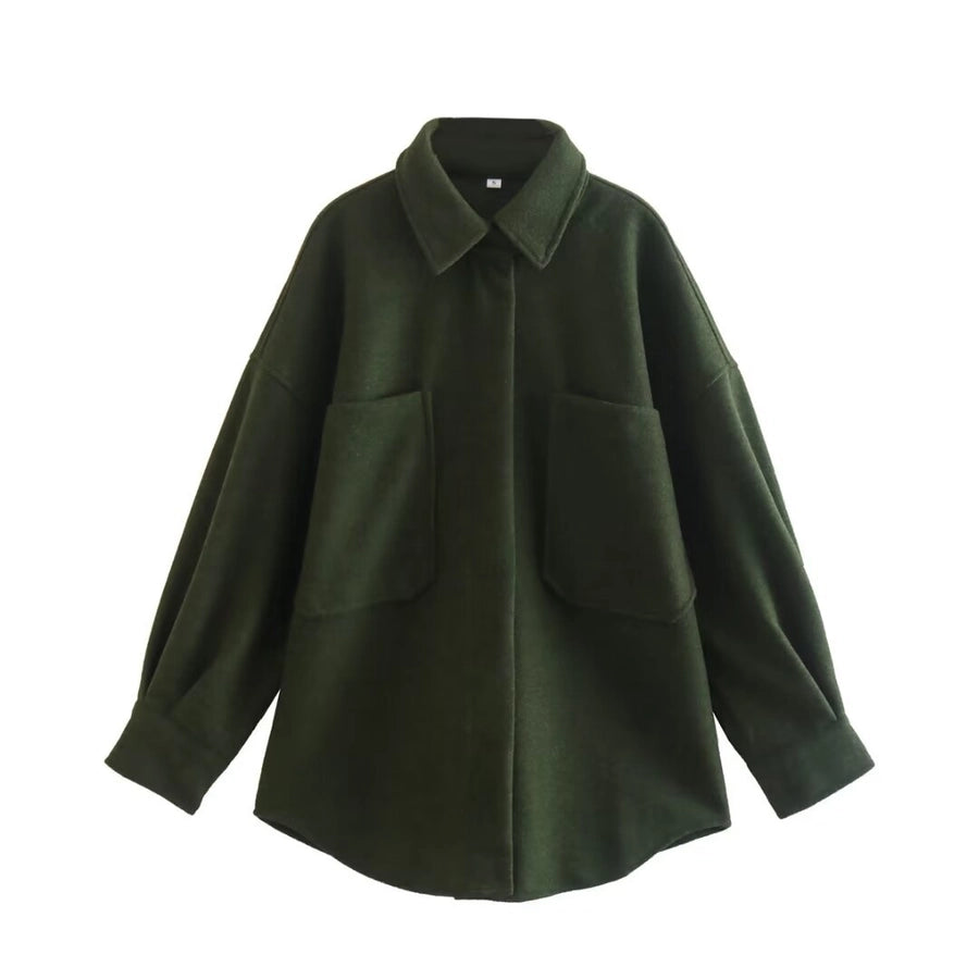 Women's Streetwear Solid Color Single Breasted Woolen Coat Woolen Coat