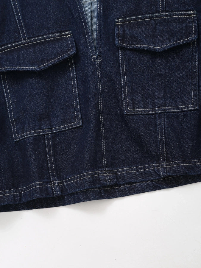 Daily Women's Simple Style Classic Style Solid Color Denim Pocket Skirt Sets Skirt Sets