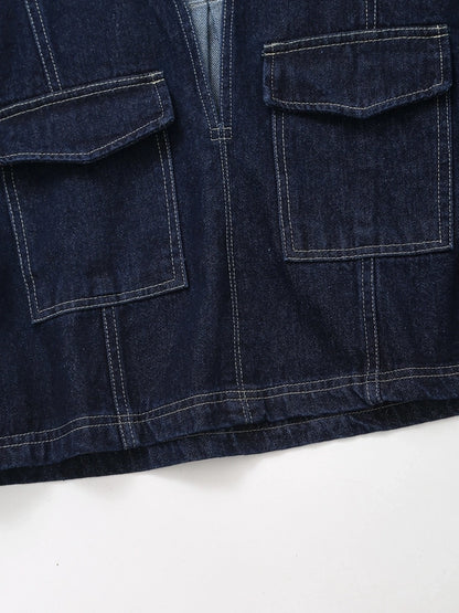 Daily Women's Simple Style Classic Style Solid Color Denim Pocket Skirt Sets Skirt Sets