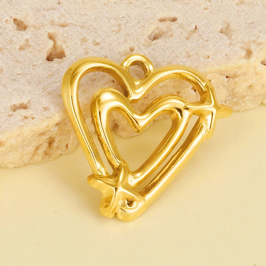 1 Piece 17*18 304 Stainless Steel 18K Gold Plated Heart Shape Pendant Jewelry Accessories