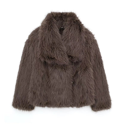 Women's Elegant Solid Color Coat Faux Fur Coat