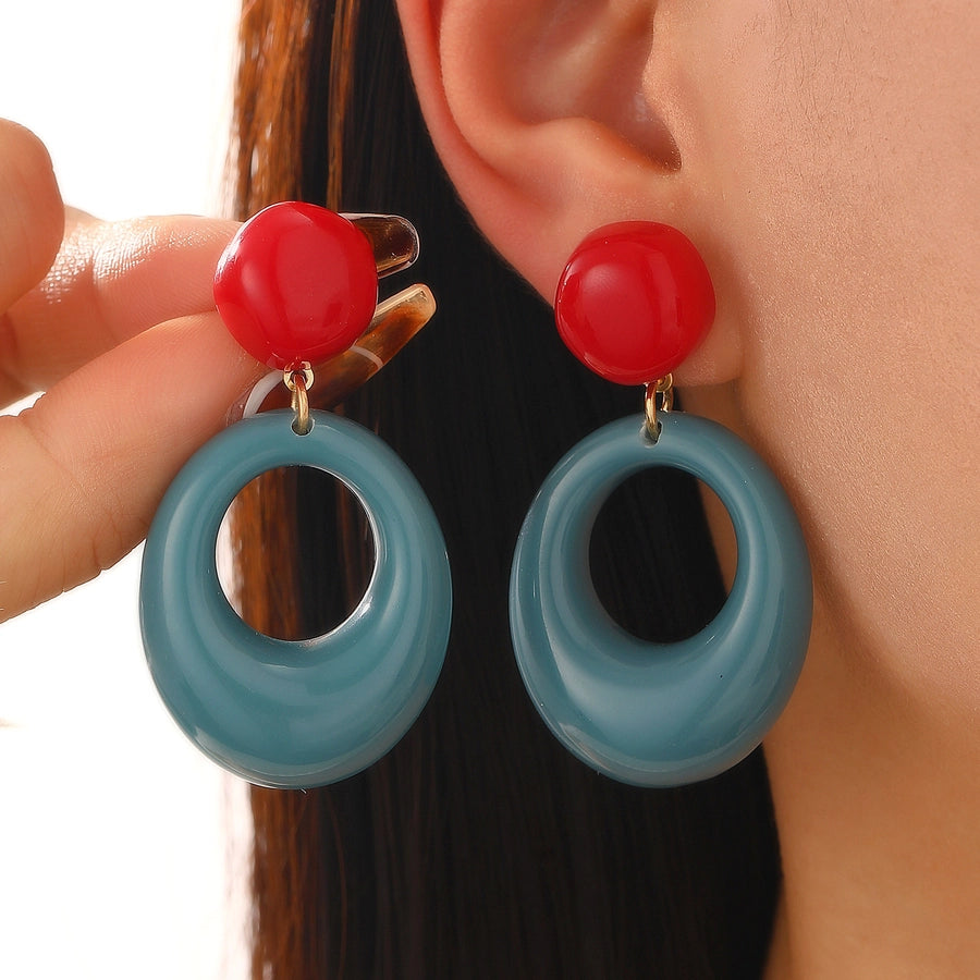 1 Pair Classic Style Geometric Plating Alloy Resin Iron Drop Earrings Ear Studs