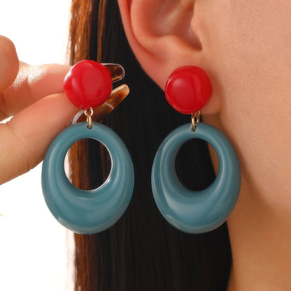1 Pair Classic Style Geometric Plating Alloy Resin Iron Drop Earrings Ear Studs