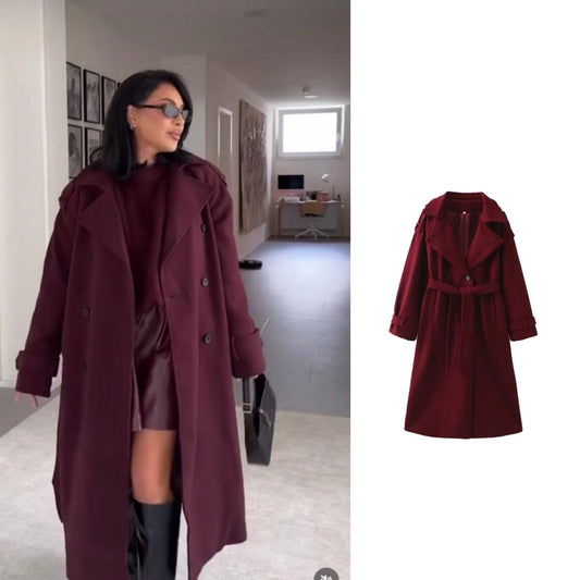 Women's Simple Style Solid Color Woolen Coat Woolen Coat