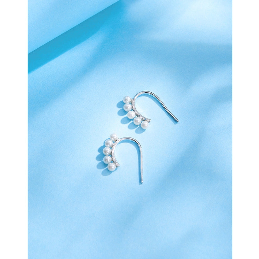 1 Pair 925 Sterling Silver Artificial Pearls 925 Sterling Silver Earrings Geometric Ear Studs