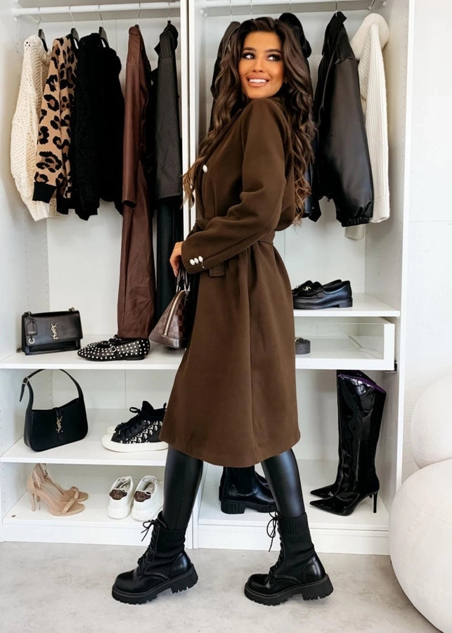 Women's Vacation Simple Style Solid Color Double Breasted Woolen Coat