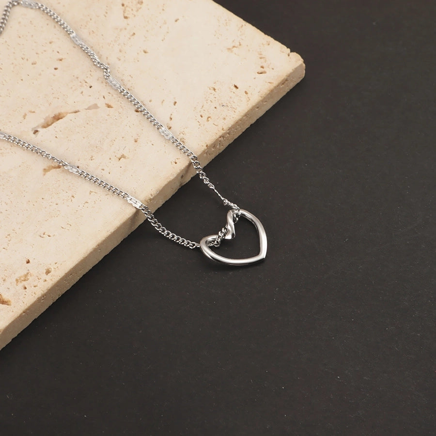 Jewelry Simple Style Classic Style Heart Shape 304 Stainless Steel Plating Pendant Necklace