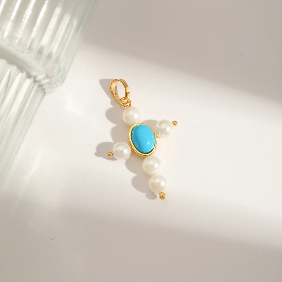 1 Piece Hole 1~1.9mm Copper 18K Gold Plated Cross Skull Polished Pendant Chain Jump Ring Jewelry Accessories