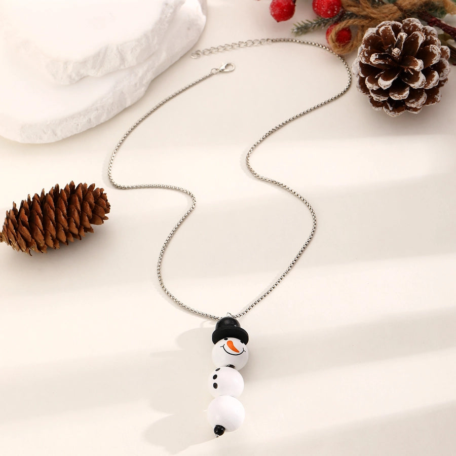Vintage Style Classic Style Snowman Wood Iron  Pendant Necklaces