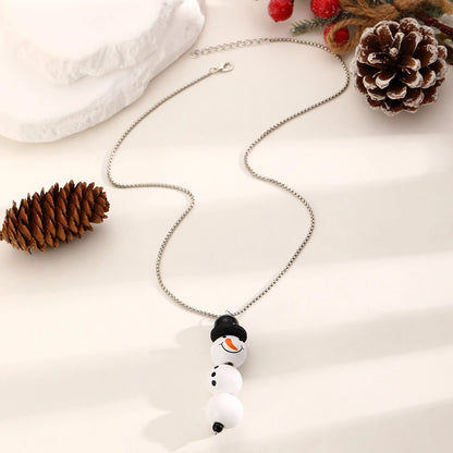 Vintage Style Classic Style Snowman Wood Iron  Pendant Necklaces