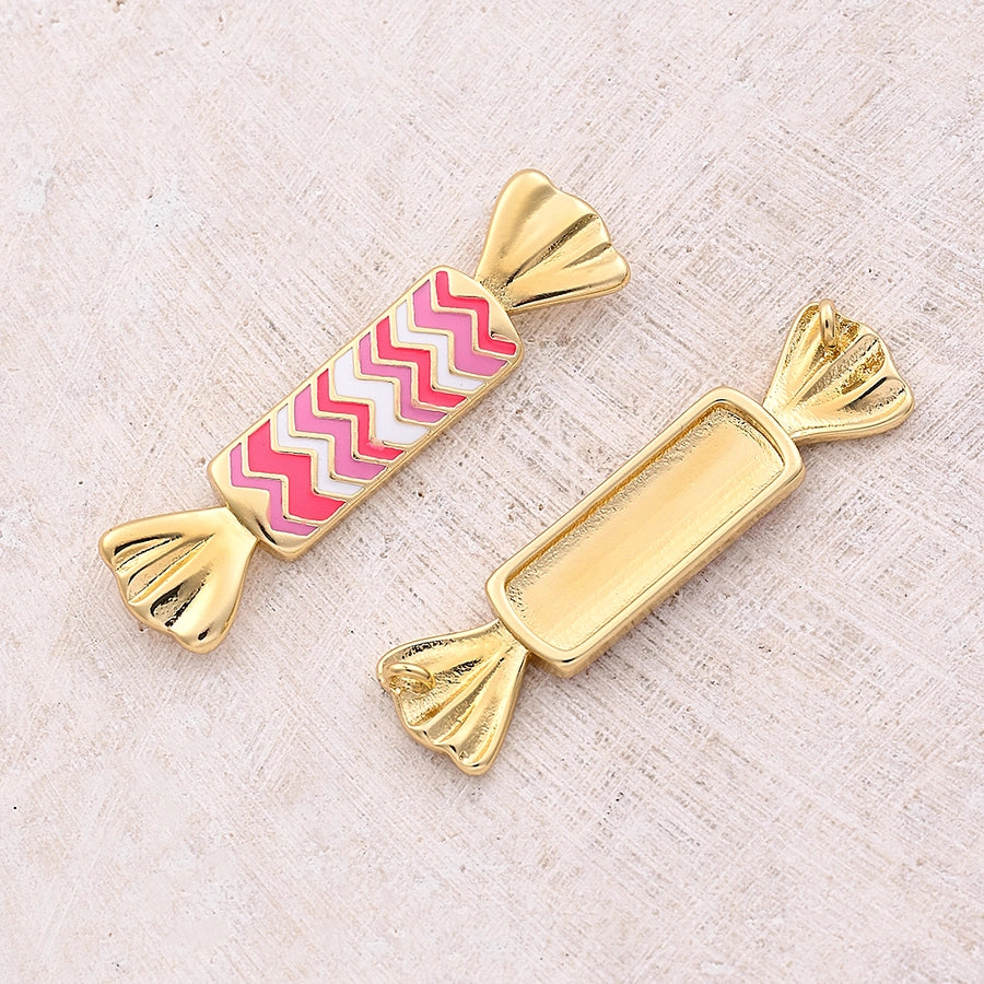 1 Pc/Package 36x9mm Copper 18K Gold Plated Candy Polished Connectors Jewelry Accessories