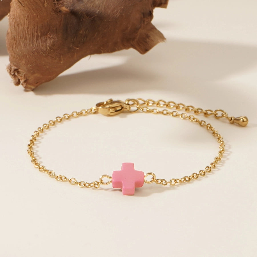 Bohemian Cross 304 Stainless Steel Resin cable chain Bracelets In Bulk Stainless Steel Bracelets