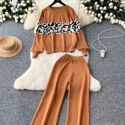 Daily Women's Casual Leopard Polyester Pants Sets Pants Sets