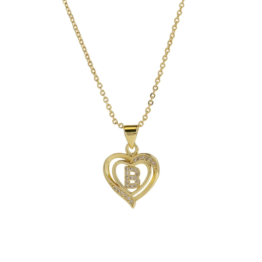 Brass cable chain Plating Letter Heart Shape Pendant Necklace