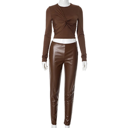 Daily Women's Streetwear Solid Color Spandex Polyester Pants Sets Pants Sets