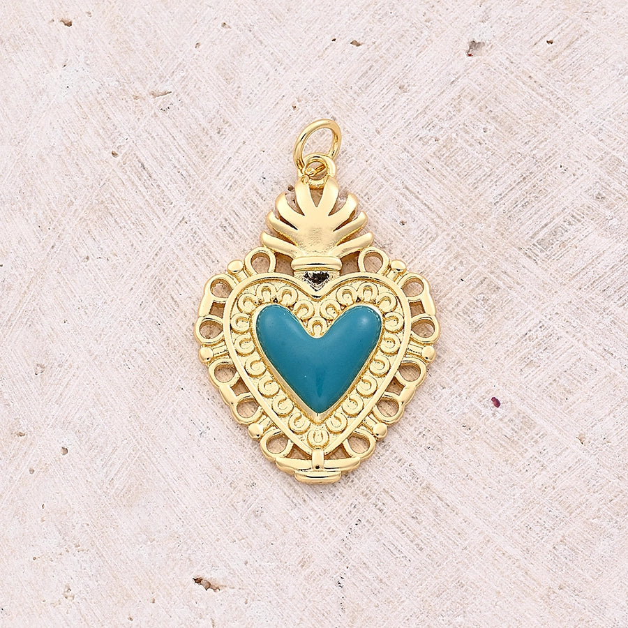 1 Pc/Package 18x12.5mm 18x6mm Hole 3~3.9mm Copper 18K Gold Plated Heart Shape Polished Pendant Jewelry Accessories