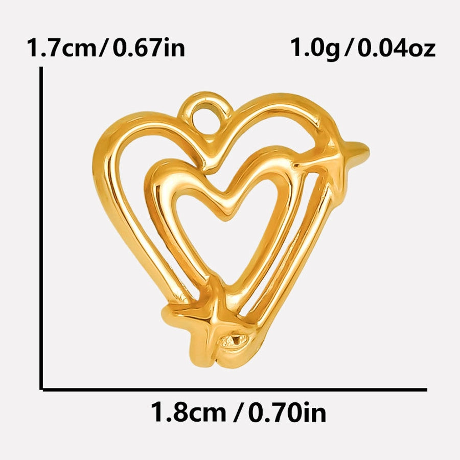 1 Piece 17*18 304 Stainless Steel 18K Gold Plated Heart Shape Pendant Jewelry Accessories