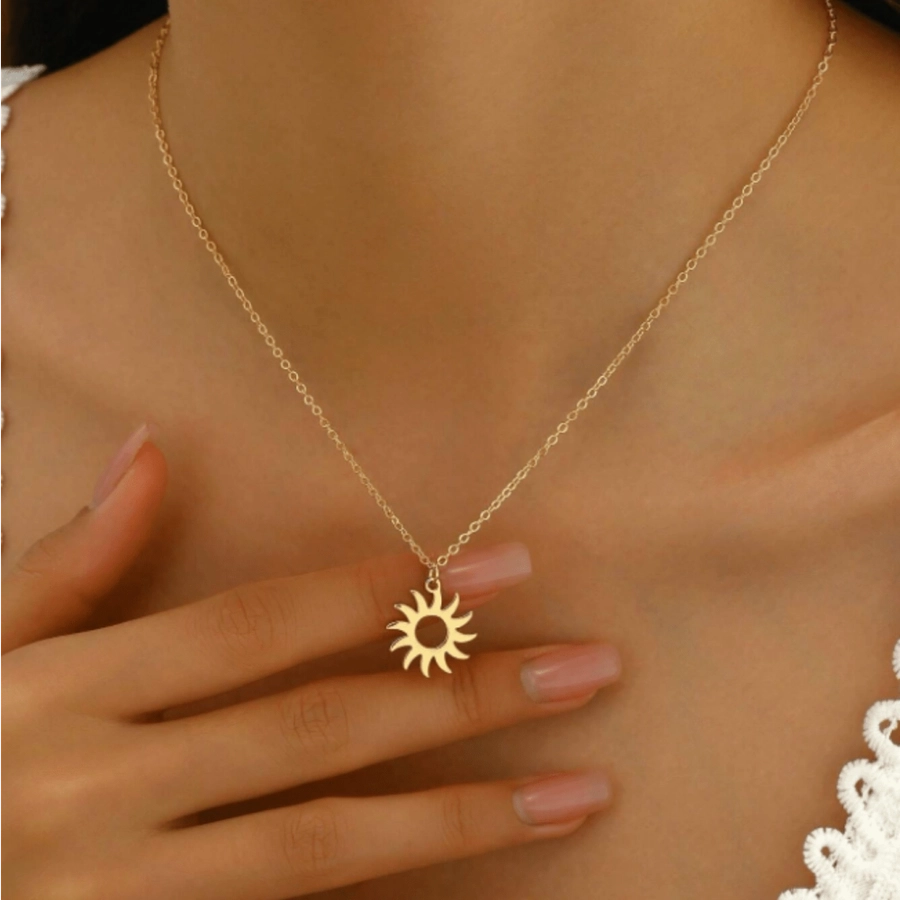 Jewelry Vintage Style Simple Style Sun 304 Stainless Steel Pendant Necklace