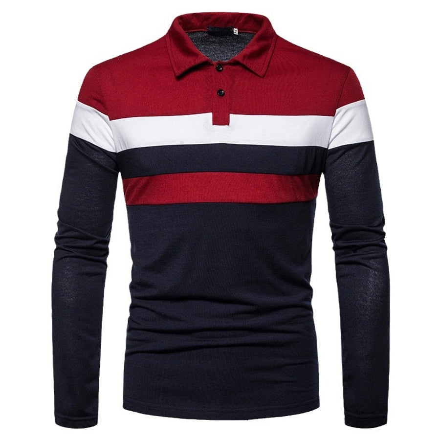 Men's long-sleeved  shirt 3 color stitching T-shirt  new  casual fashion  T-shirt fashion