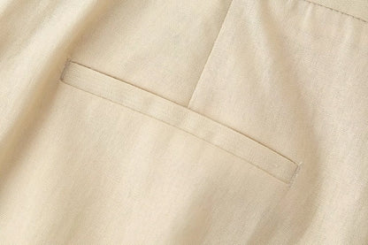 Business Women's British Style Solid Color Polyester Button Pants Sets Pants Sets