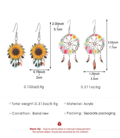 1 Pair Lady Pastoral Flower Arylic Drop Earrings