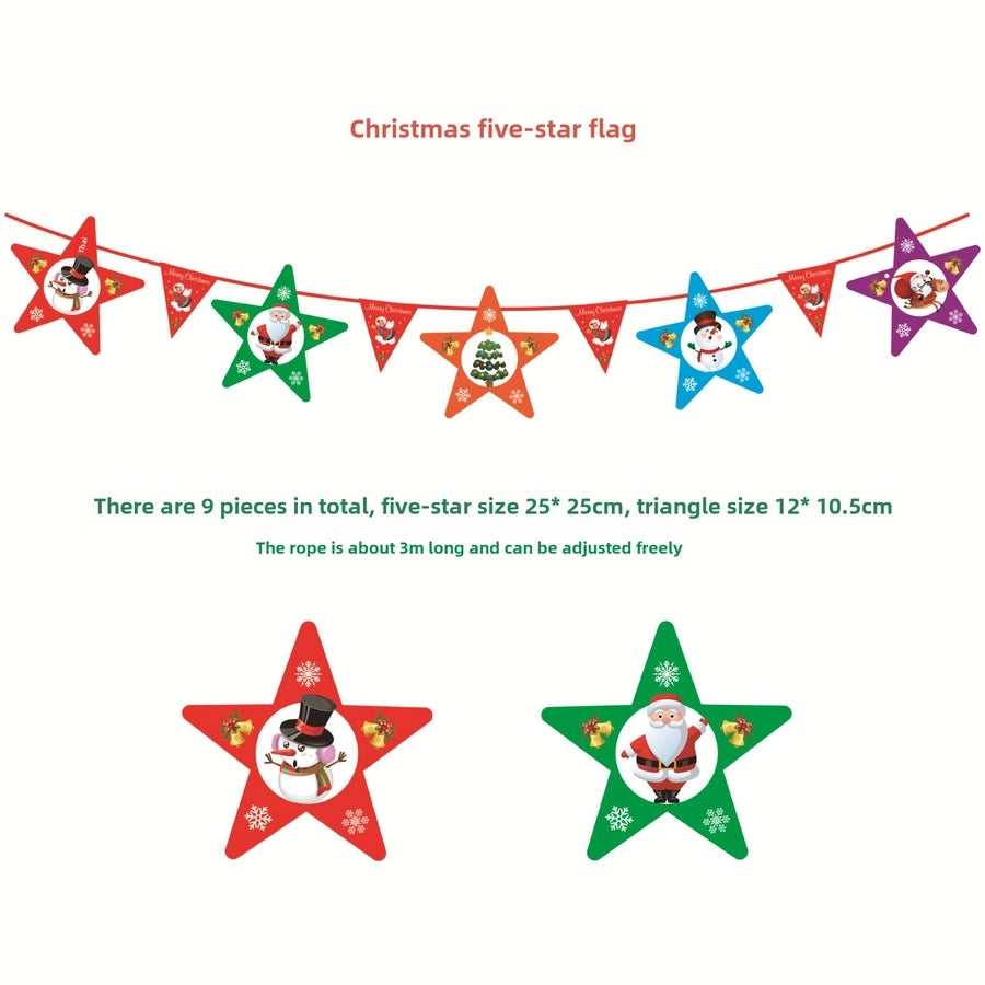 Christmas Paper Flag Christmas Window Hotel Scene Decoration Flag  Santa Claus Flag