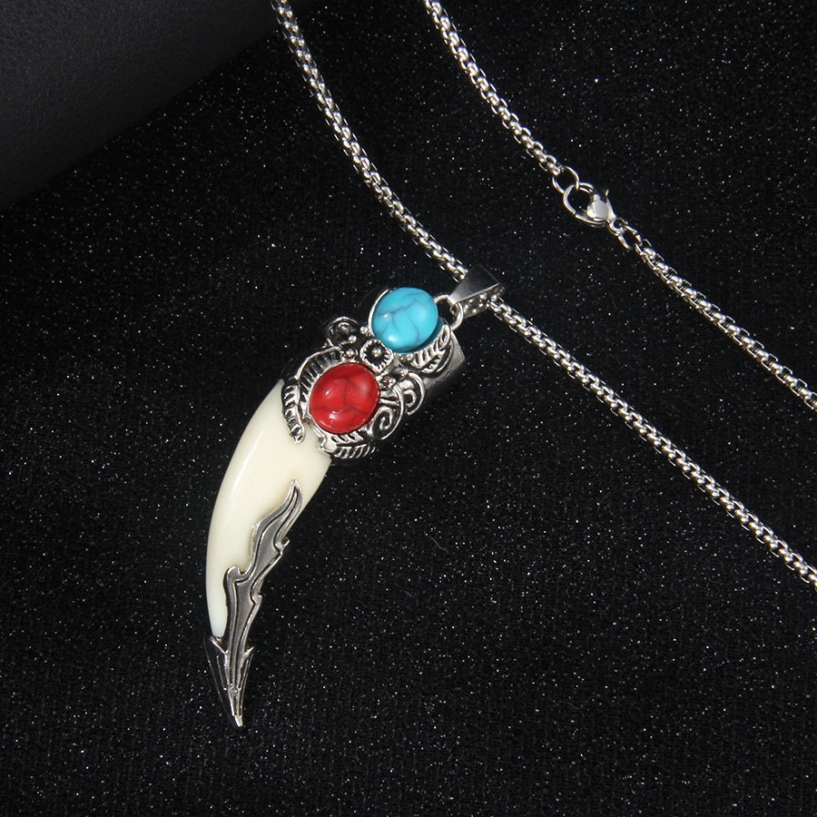 Ethnic Style Geometric 201 Stainless Steel Arylic Alloy Inlay Turquoise Unisex Pendant Necklace