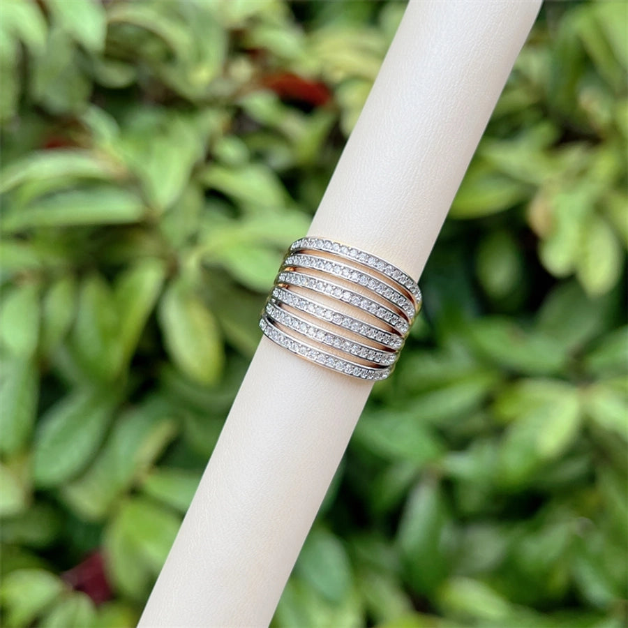 Copper 18K Gold Plated Geometric Zircon Open Rings