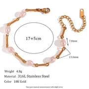 Winding Wire Freshwater Pearl Handmade Chain Bracelet-Gold