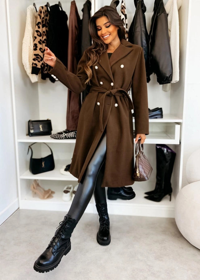 Women's Vacation Simple Style Solid Color Double Breasted Woolen Coat