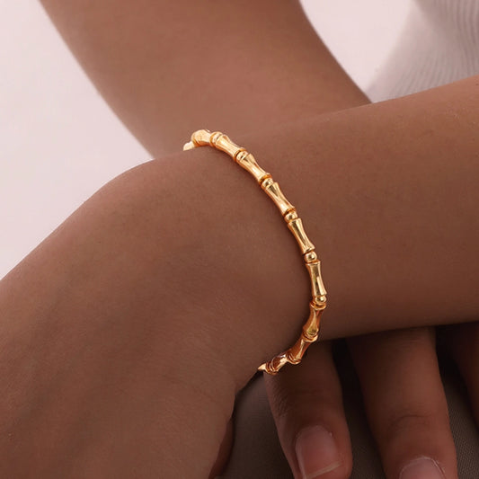 Jewelry Simple Style Bamboo Copper 18K Gold Plated Bracelets
