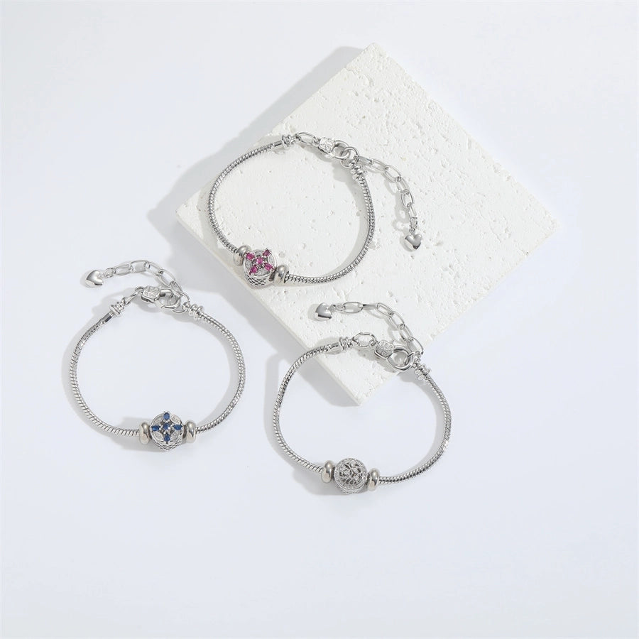 Jewelry Elegant Simple Style Commute Cross Copper Zircon White Gold Plated Bracelets