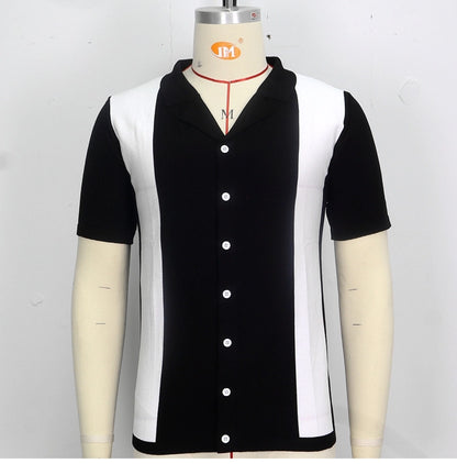 men's cardigan sweater men's sexy shirt lapel business casual woolen  shirt SY0164