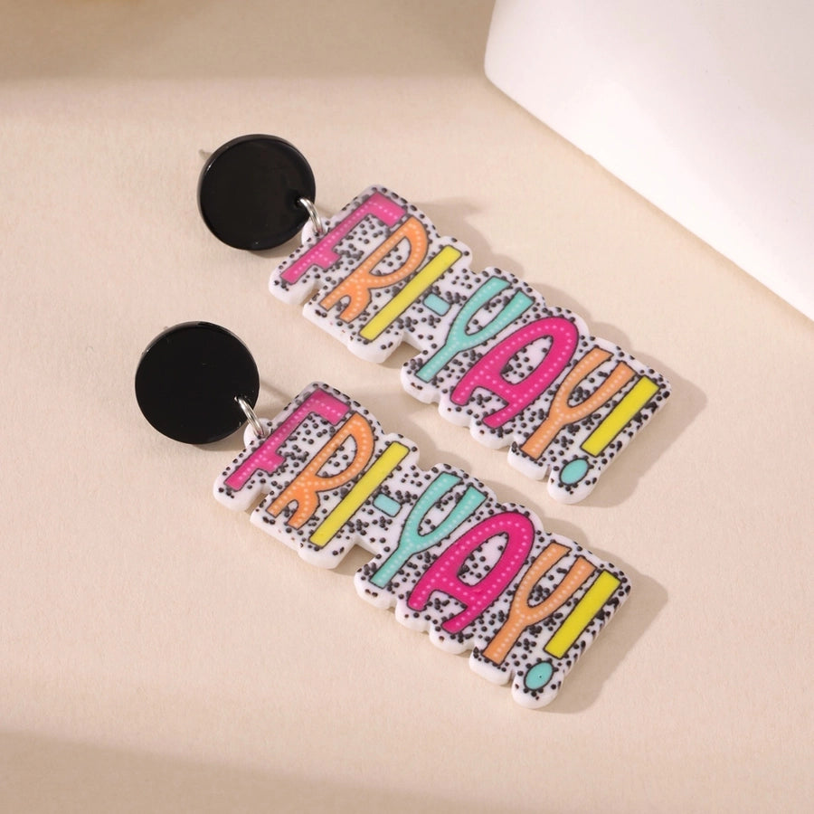 1 Pair Classic Style Letter Synthetic Resin Drop Earrings