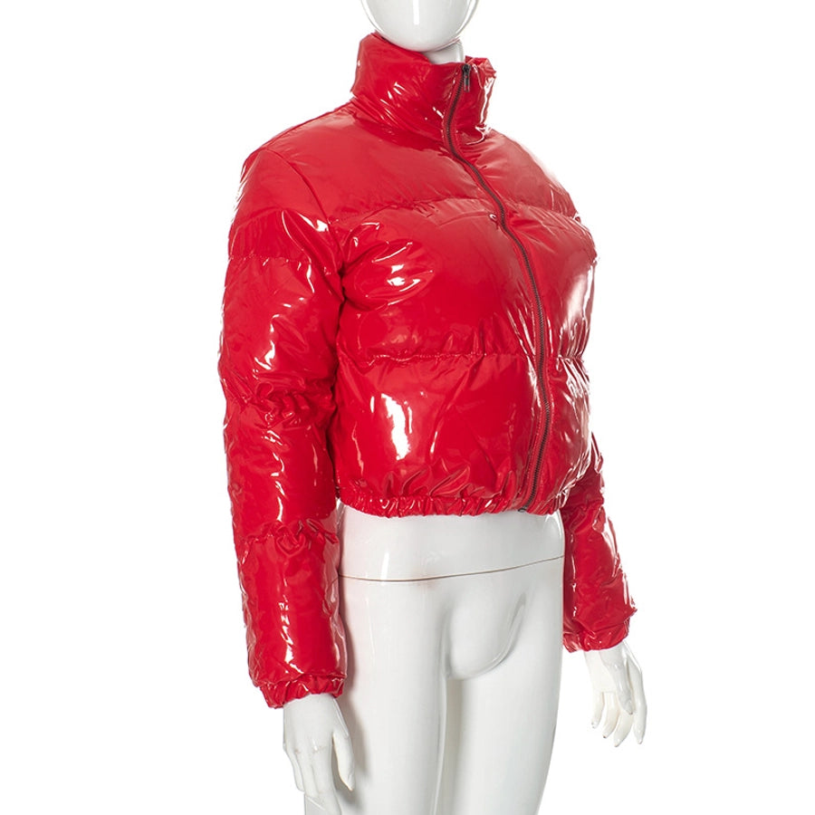 Women's Streetwear Solid Color Zipper Coat cotton clothes