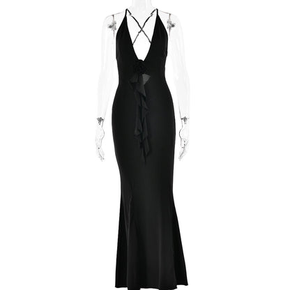 Women's Sheath Dress Streetwear V Neck Flowers Sleeveless Solid Color Maxi Long Dress Business