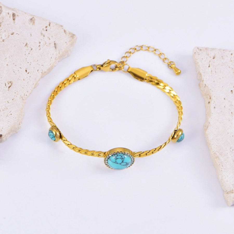 Classic Style Geometric 304 Stainless Steel Turquoise foxtail chain Bracelets In Bulk Stainless Steel Bracelets