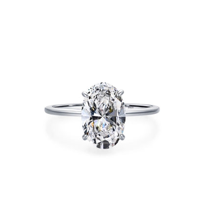 s925 Sterling Silver Ring Women's   Simple Luxury 5 karat Oval Simulation Diamond Platinum Plated Ring