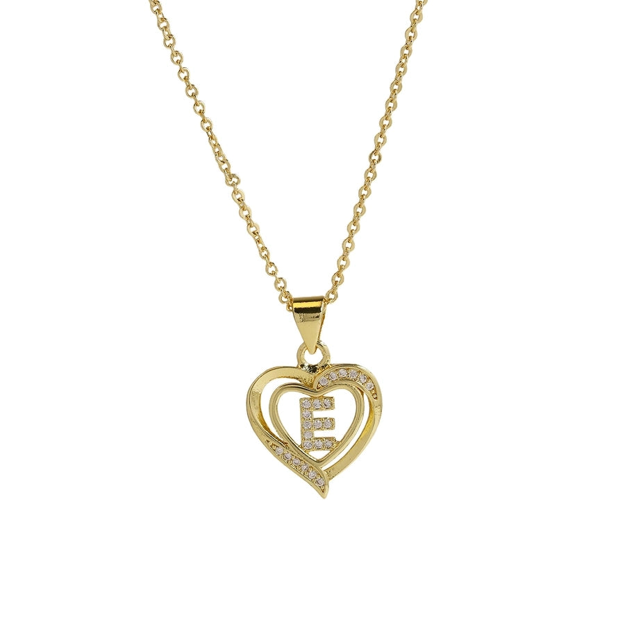 Brass cable chain Plating Letter Heart Shape Pendant Necklace
